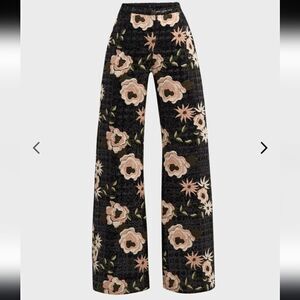 NWT Elie Saab Tweed Floral-Embroidered Pants Size 2